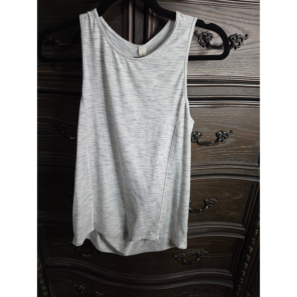 Lululemon Space Dye High Neck Draped Open Back Tank Top Grey White Size 4
